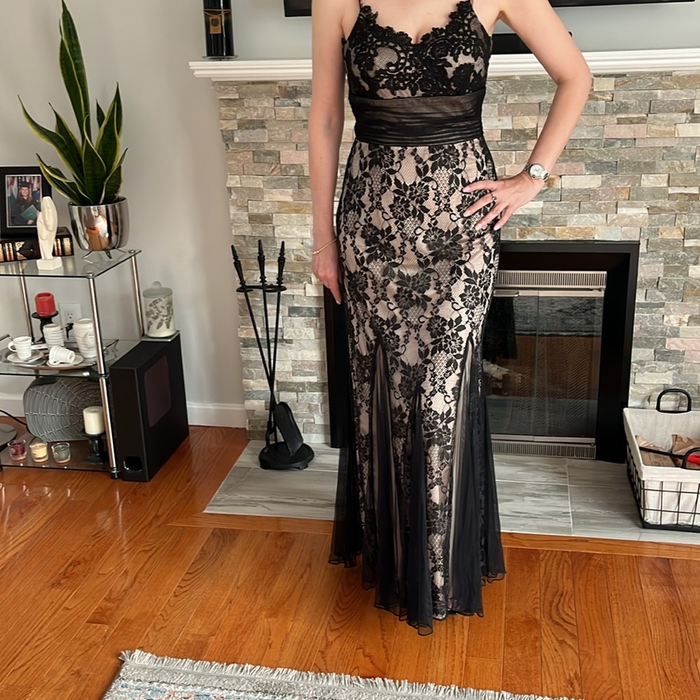 Cache Elegant Black Lace Gown